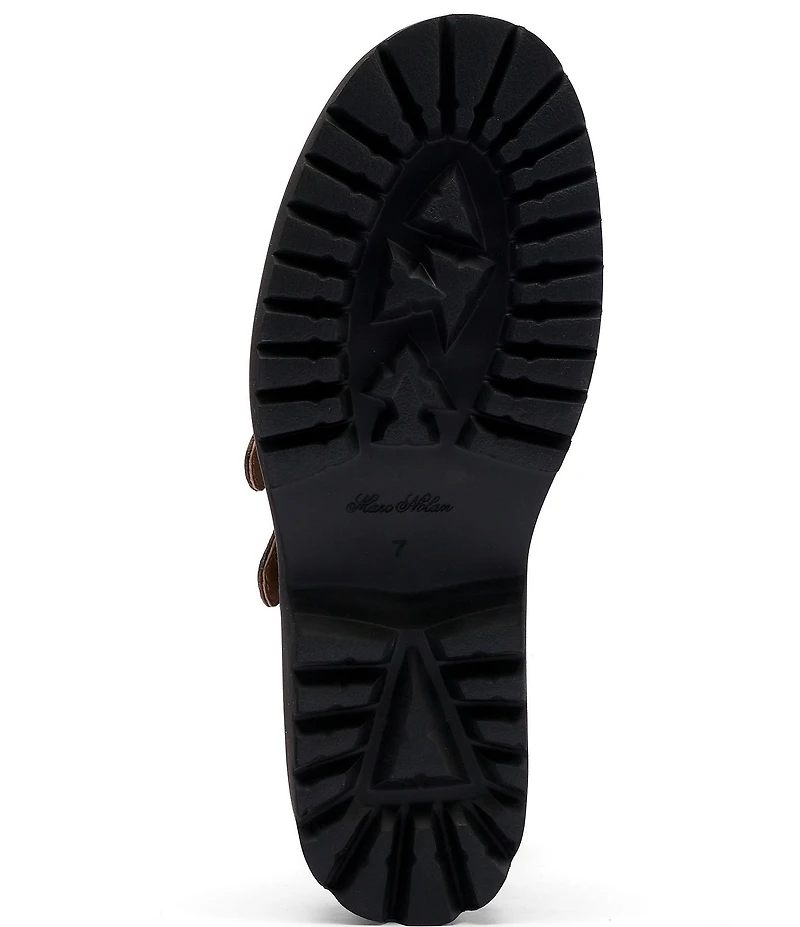 Marc Nolan Women's Lexi Brown Distressed Leather Double Buckle Mules