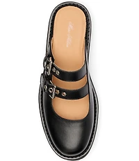 Marc Nolan Women's Lexi Brown Distressed Leather Double Buckle Mules