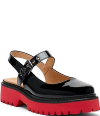 Marc Nolan Women's Luna Patent Leather Mary Jane Lug Slingback Pumps