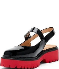 Marc Nolan Women's Luna Patent Leather Mary Jane Lug Slingback Pumps