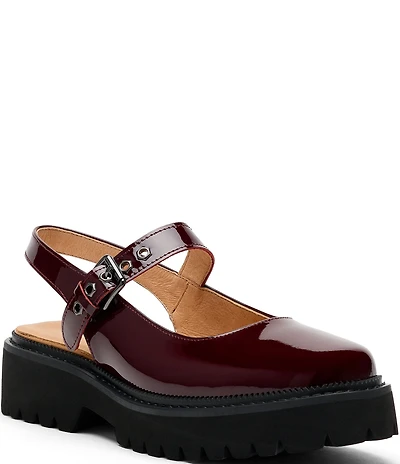 Marc Nolan Women's Luna Patent Leather Mary Jane Lug Slingback Pumps