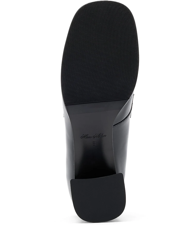 Marc Nolan Women's Margot Patent Leather Rhinestone Ornamented Block Heel Loafer Pumps