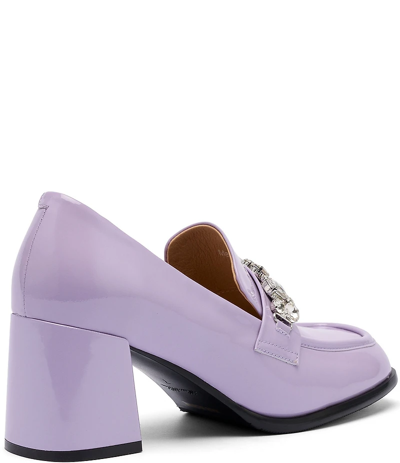 Marc Nolan Women's Margot Patent Leather Rhinestone Ornamented Block Pumps