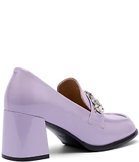 Marc Nolan Women's Margot Patent Leather Rhinestone Ornamented Block Pumps