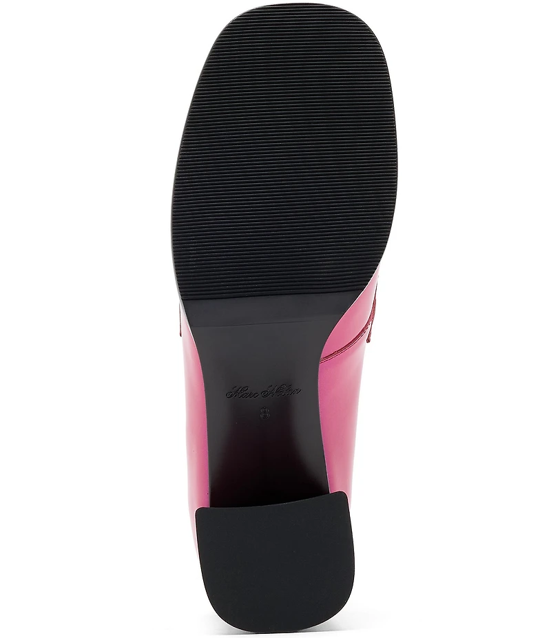 Marc Nolan Women's Margot Patent Leather Rhinestone Ornamented Block Heel Loafer Pumps