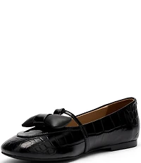 Marc Nolan Women's Mina Black Croc Leather Mary Jane Flats