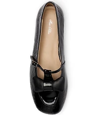 Marc Nolan Women's Mina Black Croc Leather Mary Jane Flats