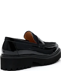 Marc Nolan Women's Ms. Adler Patent Leather and Mesh Lug Penny Loafers