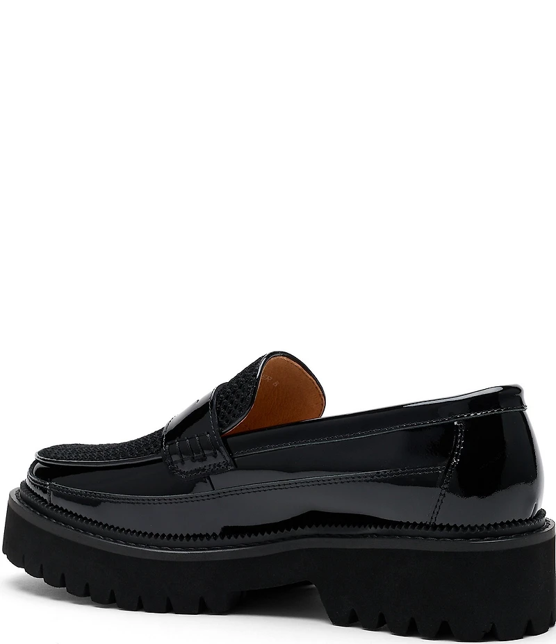 Marc Nolan Women's Ms. Adler Patent Leather and Mesh Lug Penny Loafers