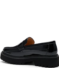 Marc Nolan Women's Ms. Adler Patent Leather and Mesh Lug Penny Loafers