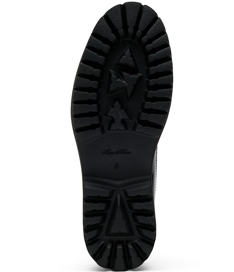 Marc Nolan Women's Ms. Adler Patent Leather and Mesh Lug Penny Loafers