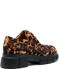 Marc Nolan Women's Ms. Alexander Leopard Haircalf Brogue Wingtip Lug Oxfords