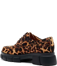 Marc Nolan Women's Ms. Alexander Leopard Haircalf Brogue Wingtip Lug Oxfords