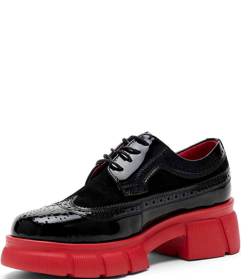 Marc Nolan Women's Ms. Alexander Patent Leather and Suede Wingtip Derby Oxfords