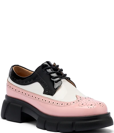 Marc Nolan Women's Ms. Alexander Colorblock Patent Leather Wingtip Derby Oxfords