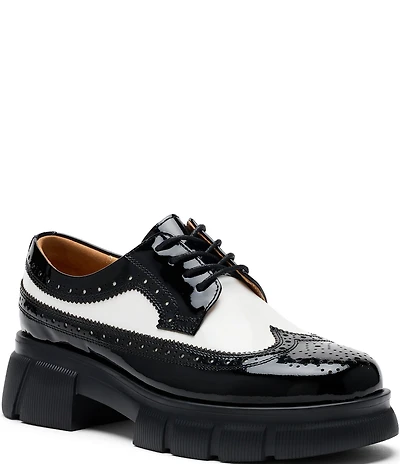 Marc Nolan Women's Ms. Alexander Colorblock Patent Leather Wingtip Derby Oxfords