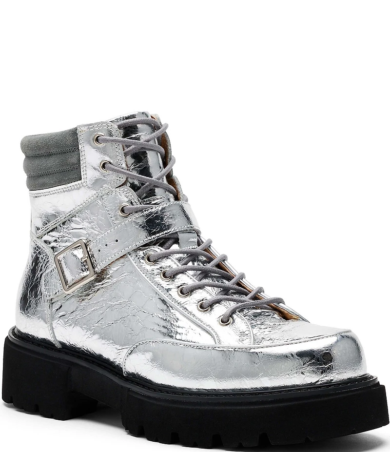Marc Nolan Women's Ms. Atlas Chrome Patent Leather Strap Booties