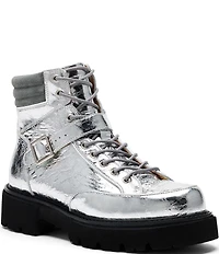Marc Nolan Women's Ms. Atlas Chrome Patent Leather Strap Booties