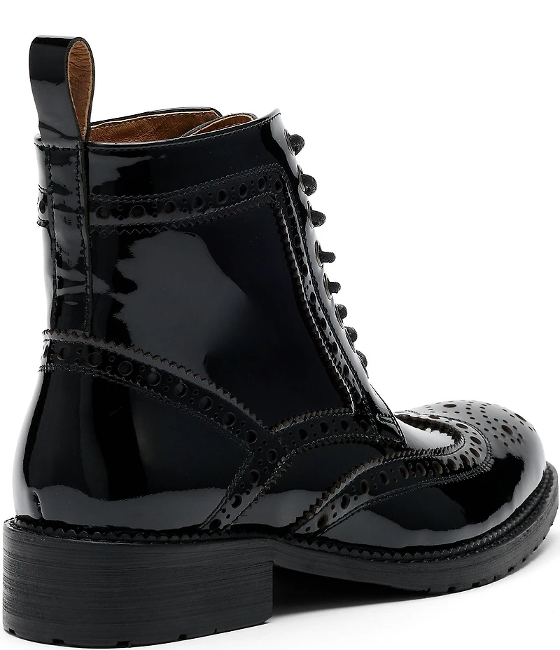 Marc Nolan Women's Ms. Belmont Patent Leather Wingtip Combat Booties