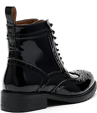 Marc Nolan Women's Ms. Belmont Patent Leather Wingtip Combat Booties