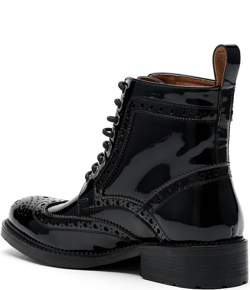 Marc Nolan Women's Ms. Belmont Patent Leather Wingtip Combat Booties