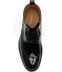 Marc Nolan Women's Ms. Belmont Patent Leather Wingtip Combat Booties