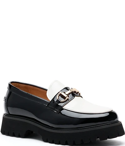 Marc Nolan Women's Ms. Boulevard Patent Colorblock Leather Bit Buckle Platform Loafers