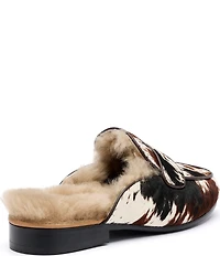 Marc Nolan Women's Ms. Del Cow Print Hair Calf Shearling Penny Loafer Mules