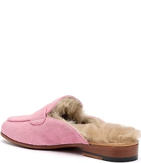 Marc Nolan Women's Ms. Del Croco Embossed Suede Shearling Penny Loafer Mules