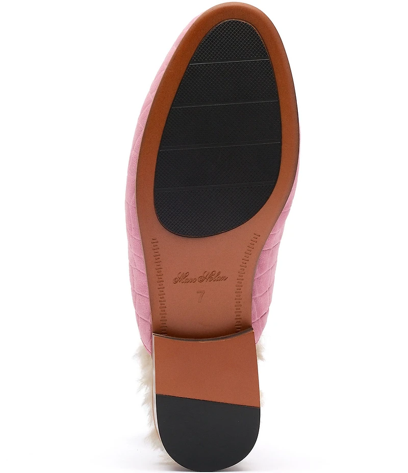 Marc Nolan Women's Ms. Del Croco Embossed Suede Shearling Penny Loafer Mules