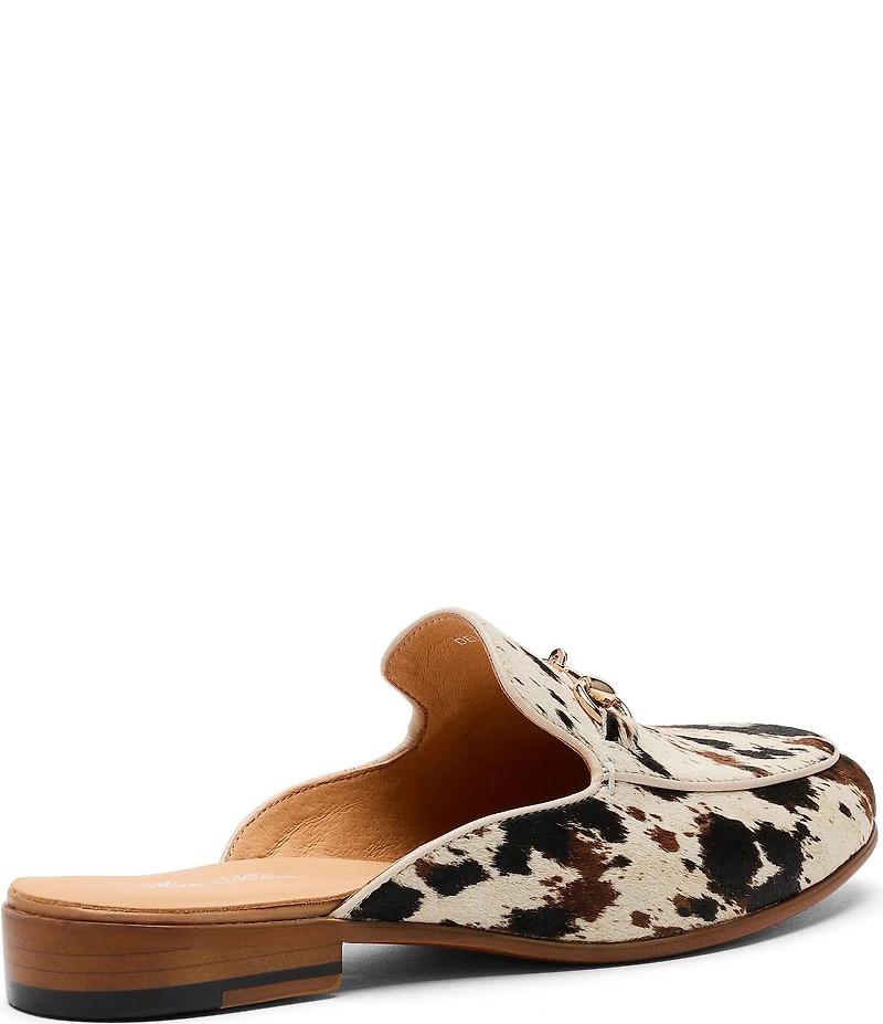 Marc Nolan Women's Ms. Del Sol Cow Print Hair Calf Bit Buckle Loafer Mules