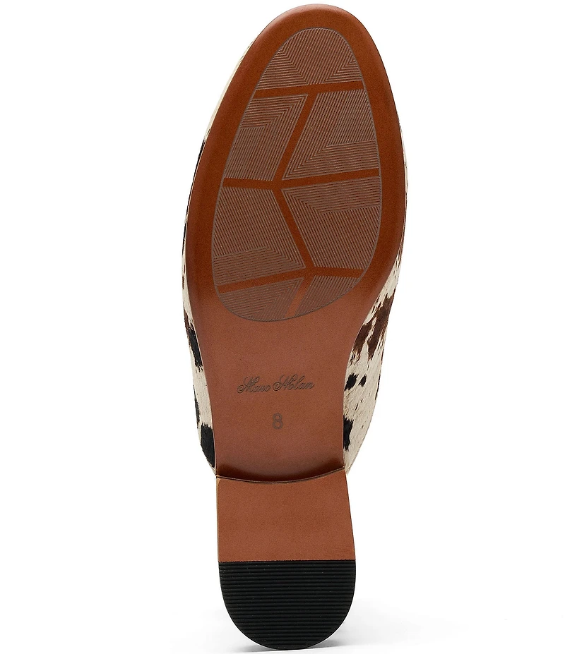 Marc Nolan Women's Ms. Del Sol Cow Print Hair Calf Bit Buckle Loafer Mules