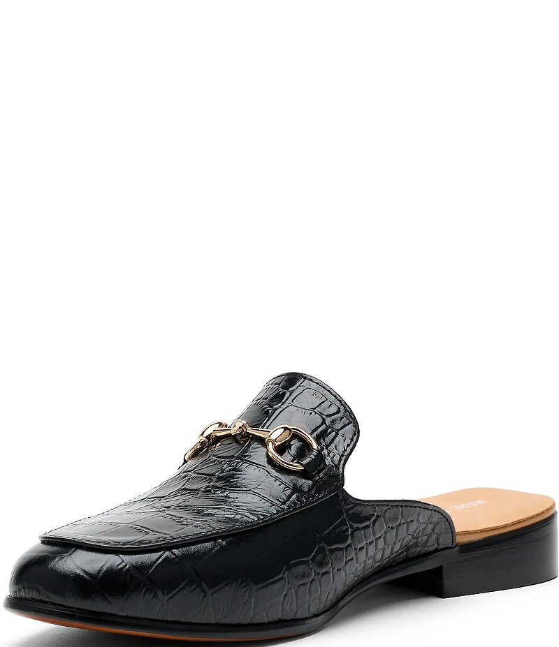 Marc Nolan Women's Ms. Del Sol Croco Print Leather Bit Buckle Loafer Mules