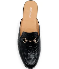 Marc Nolan Women's Ms. Del Sol Croco Print Leather Bit Buckle Loafer Mules