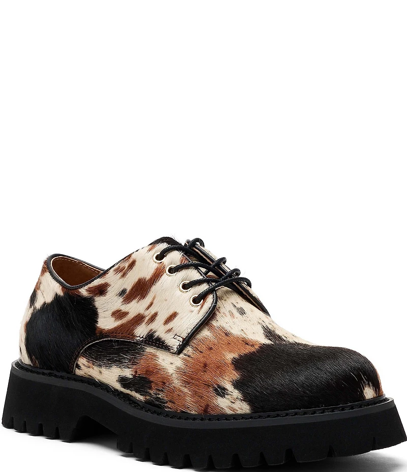 Marc Nolan Women's Ms. Luca Cow Print Hair Calf Lug Derby Oxfords