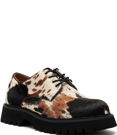 Marc Nolan Women's Ms. Luca Cow Print Hair Calf Lug Derby Oxfords