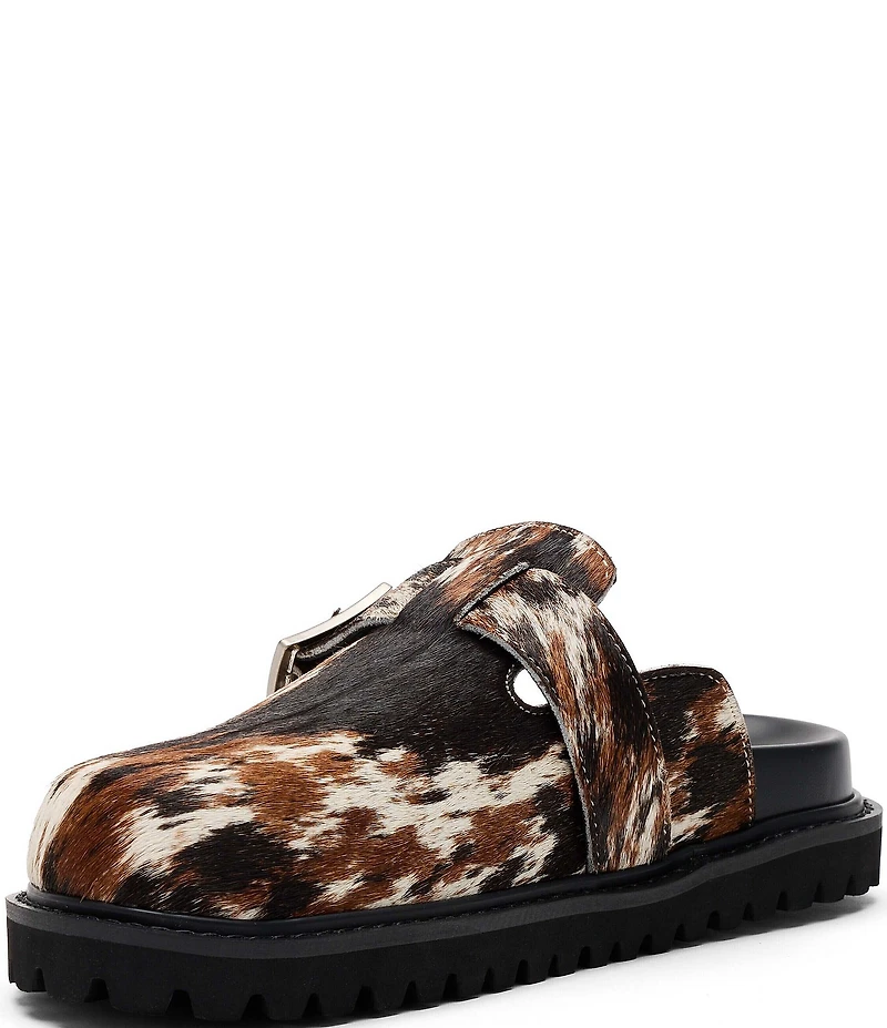 Marc Nolan Women's Ms. Shiloh Cow Print Hair Calf Clogs