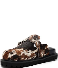 Marc Nolan Women's Ms. Shiloh Cow Print Hair Calf Clogs