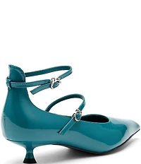 Marc Nolan Women's Paige Patent Leather Pointed Toe Ankle Strap Kitten Heel Pumps