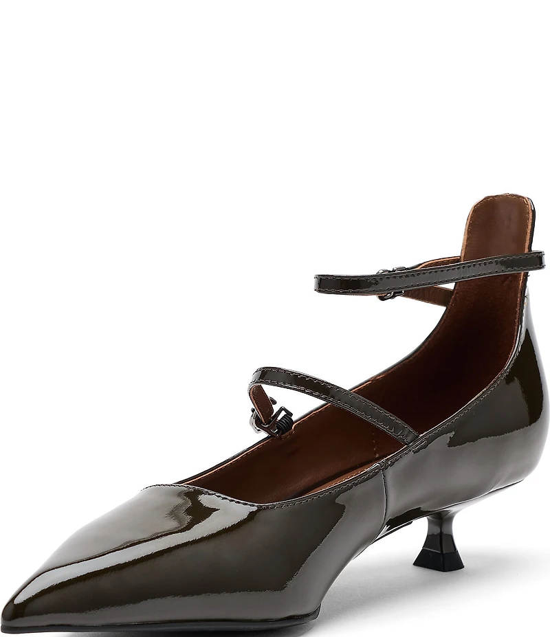 Marc Nolan Women's Paige Patent Leather Pointed Toe Ankle Strap Kitten Heel Pumps