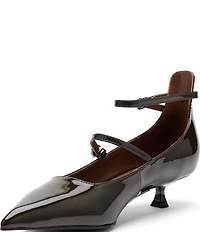 Marc Nolan Women's Paige Patent Leather Pointed Toe Ankle Strap Kitten Heel Pumps