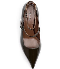 Marc Nolan Women's Paige Patent Leather Pointed Toe Ankle Strap Kitten Heel Pumps