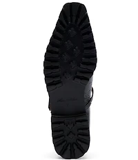 Marc Nolan Women's Roxie Black Crocskin Embossed Leather Lug Mary Janes