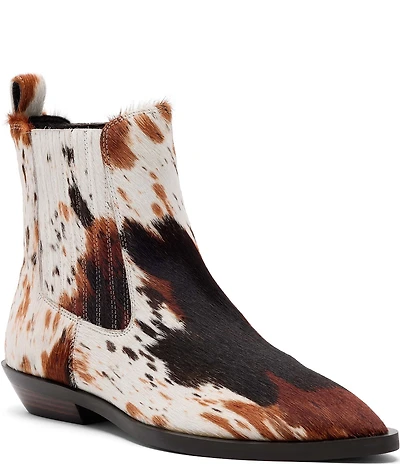 Marc Nolan Women's Savannah Cow Print Hair Calf Ankle Boots