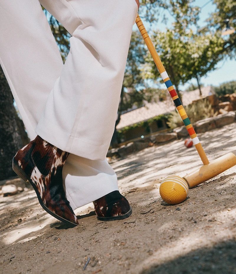 Marc Nolan Women's Savannah Cow Print Hair Calf Ankle Boots