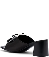 Marc Nolan Women's Sienna Black/White Leather Tassel Block Heel Sandals