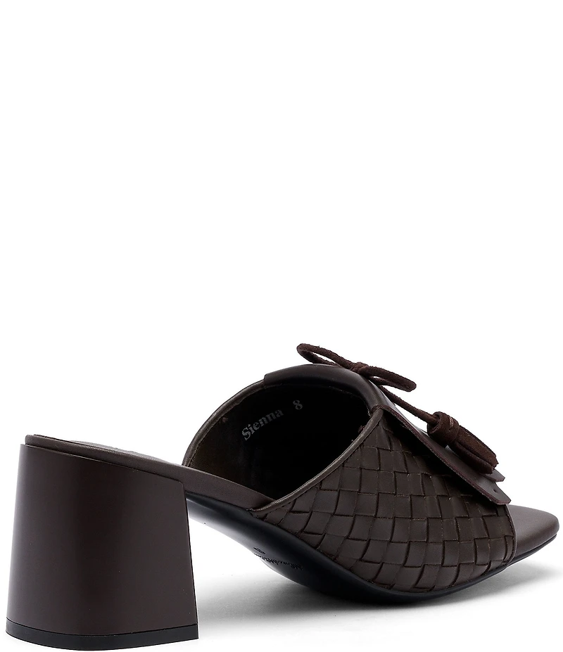 Marc Nolan Women's Sienna Espresso Woven Leather Tassel Block Heel Sandals