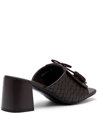 Marc Nolan Women's Sienna Espresso Woven Leather Tassel Block Heel Sandals