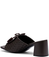 Marc Nolan Women's Sienna Espresso Woven Leather Tassel Block Heel Sandals