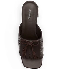 Marc Nolan Women's Sienna Espresso Woven Leather Tassel Block Heel Sandals